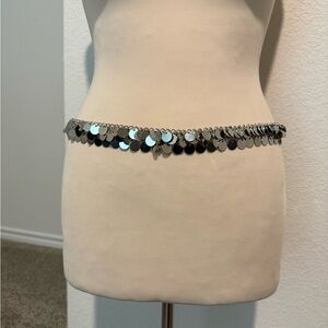 Vintage Silver Sequin Embellished Belt Accessory